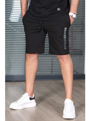 Madmext Siyah Kapri Şort 5403 %60 Pamuk %35 Polyester %5 Lycra Desenli Rahat Kesim