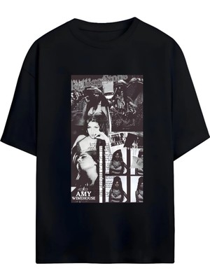 Von Labas Amy Wınehouse Tasarımlı Yüksek Baskı Kaliteli Unısex Yeni Sezon Oversıze Pamuklu  T-Shırt