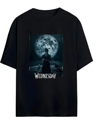 Von Labas Wednesday  Tasarımlı Yüksek Baskı Kaliteli Unısex Yeni Sezon Oversıze Pamuklu  T-Shırt
