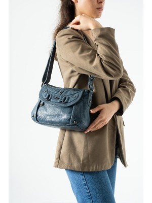 Baginn Yıkama Deri Günlük Kadın Postacı Çanta Çapraz Askılı Omuz Çantası Suni Deri 26*20 cm Kapaklı Model