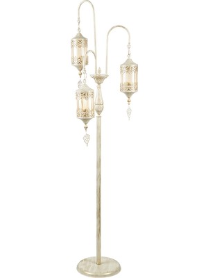 Uçar Otantik Patinalı Lambader Krem Rengi Metal Malzeme ile Şık Görünüm Sunar