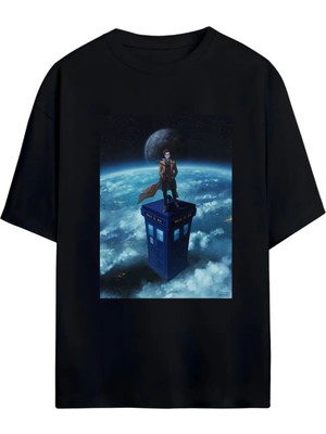 Von Labas Doctor Who Tasarımlı Unısex Oversıze Pamuklu Tshırt