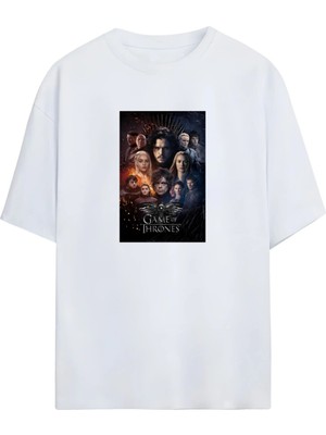 Von Labas Game Of Thrones Tasarımlı Unısex Oversıze Pamuklu Tshırt