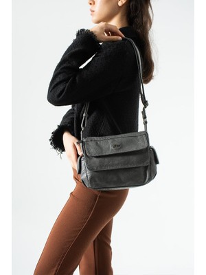 Baginn Yıkama Suni Deri Günlük Kadın Postacı Çanta Çapraz Askılı Omuz Çantası 26*20 cm Kapaklı Model