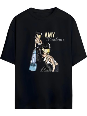 Von Labas Amy Wınehouse Tasarımlı Yüksek Baskı Kaliteli Unısex Yeni Sezon Oversıze Pamuklu  T-Shırt
