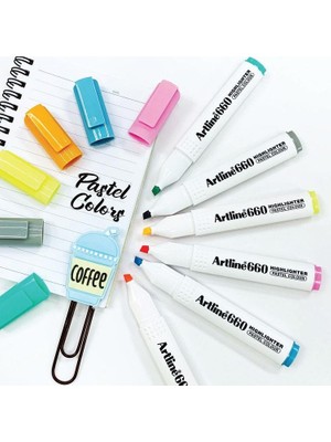 Artline 660 Fosforlu Kalem 6 Pastel Renk Set 1 Adet Tek Ebat Renkli Sarf Malzemeler