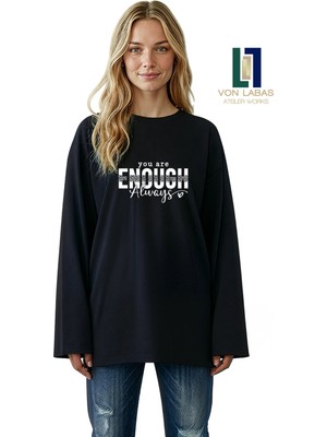 Von Labas Geniş Kol Oversize Uzun Kollu Siyah Tshirt %100 Pamuklu Basic Yazlık