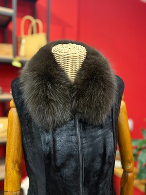 Kahverengi Kürk Detaylı Yaka