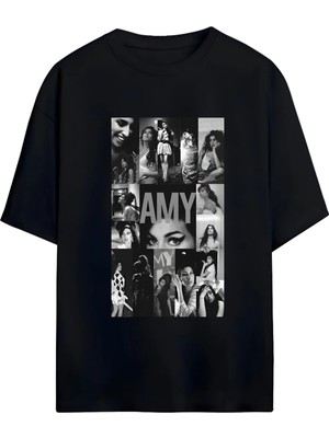 Von Labas Amy Wınehouse Tasarımlı Yüksek Baskı Kaliteli Unısex Yeni Sezon Oversıze Pamuklu  T-Shırt