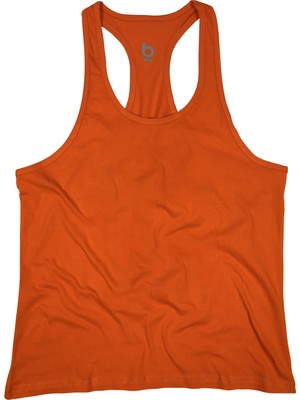 Bluu Basic Turuncu Fitness Gym Tank Top Sporcu Atleti Rahat Kesim ve Nefes Alabilir Kumaş