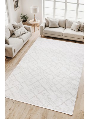 Loomina Home Krem Pamuk Taban Modern Desen Antialerjik Leke Tutmaz Çocuk Odası Salon Antre Koridor Halı Yolluk