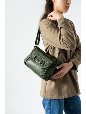 Baginn Yıkama Deri Günlük Kadın Postacı Çanta Çapraz Askılı Omuz Çantası Suni Deri 26*20 cm Kapaklı Model
