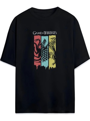 Von Labas Game Of Thrones Tasarımlı Unısex Oversıze Pamuklu Tshırt