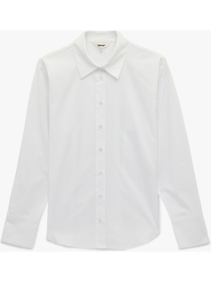 Koton Pamuklu Klasik Yaka Düğmeli Uzun Kollu Oversize Gömlek