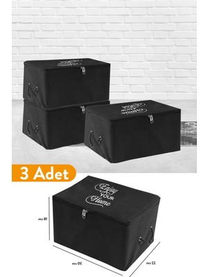 PremiumPort Set Halinde 3 Adet Mini Boy Baskı Detaylı Siyah Hurç, 30X22X18 cm