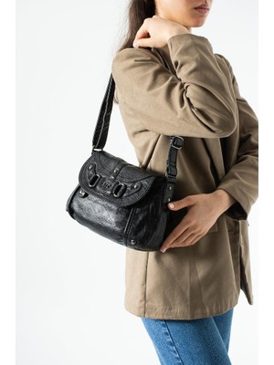 Baginn Yıkama Deri Günlük Kadın Postacı Çanta Çapraz Askılı Omuz Çantası Suni Deri 26*20 cm Kapaklı Model