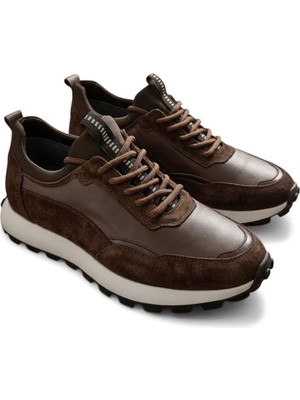 Zueofficial Erkek Kahverengi Hakiki Deri Sneaker Spor Ayakkabı – Günlük Şık Kombin, Rahat Taban, Casual Stil
