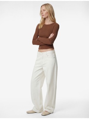 Koton Uzun Kollu Drape Detaylı Yuvarlak Kayık Yaka Triko Kazak