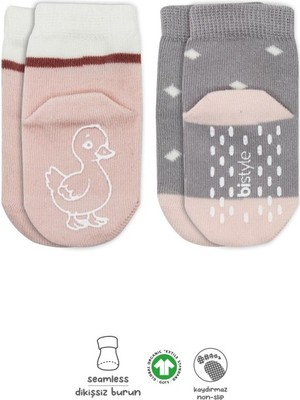 NW NessiWorld 2'li Hayvan Figür Kaymaz Kız Soket Çorap 10120 Gri