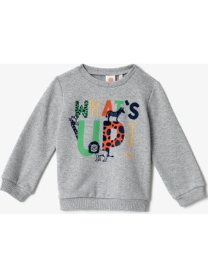 Koton Baskılı Sweatshirt Bisiklet Yaka