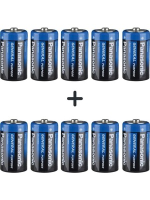 Panasonic 10'lu D Büyük Boy Pil Paketi 1,5 V Tek Kullanımlık Yüksek Performanslı Pil