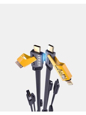 Esranın Dünyası 65W Çoklu Şarj Kablosu 4’ü 1 Arada Örgülü Hızlı Veri Aktarım Usb-C Usb-A