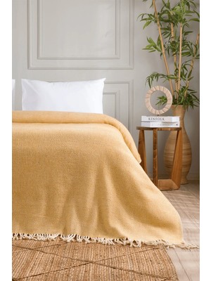 Koza Home Suez Hardal Beyaz Renkli Yün Tek Kişilik Battaniyesi 91251