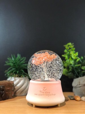 Lapidaria Çiko Toys Ağaç Altında Sevimli Çift Müzikli Işıklı Püskürtmeli Kar Küresi Büyük Boy Cam Malzeme