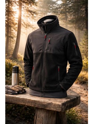 Vatan Tekstil Erkek Slim Fit Tam Fermuarlı 4 Cepli Dik Yaka Softshell Garnili Polar