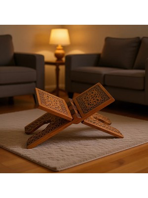 Hayrat Neşriyat Konya Ahşap Rahle Yakmalı Ahşap Küçük Boy 45 cm Kahverengi El İşçiliği ile Tasarlanmış