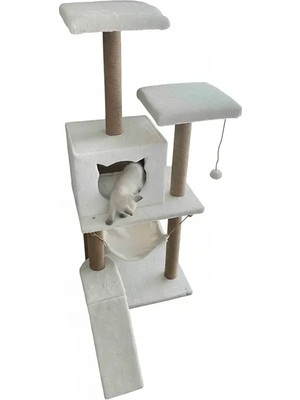Nursoft Kedi Tırmalama Platformlu Beyaz Renkli Dayanıklı Yapı ile Yavru ve Yetişkin Kediler İçin