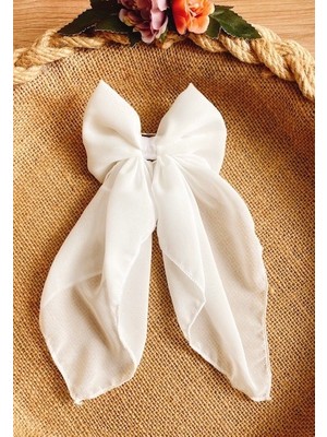 Yeşim Aksesuar Fiyonk Otomatik Toka Beyaz Şifon Kurdele ile Şık Tasarım ve Hafif Kullanım