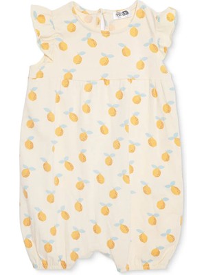 Hellobaby Kız Bebek Kısa Tulum Meyve Baskılı Çıtçıtlı Bisiklet Yaka Short Sleeve Lastikli