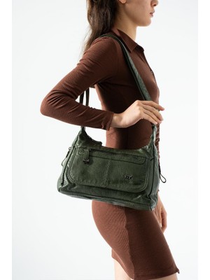 Baginn Yıkama Deri Günlük Postacı Çanta Çapraz Askılı Kadın Omuz Çantası 33*19 cm Vegan-Suni Deri