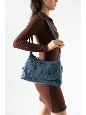 Baginn Yıkama Deri Günlük Postacı Çanta Çapraz Askılı Kadın Omuz Çantası 33*19 cm Vegan-Suni Deri