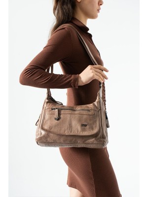 Baginn Yıkama Deri Günlük Postacı Çanta Çapraz Askılı Kadın Omuz Çantası 33*19 cm Vegan-Suni Deri