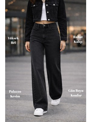 Cedy Denim Kadın Palazzo Yüksek Bel Cotton Jean Pantolon