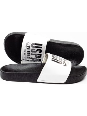 U.S. Polo Assn. Beyaz Erkek Terlik Tekstil Malzemeden Günlük Kullanım İçin Tasarlandı