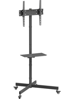 Cletech Tekerlekli Tv Standı 32"-55" | Ekonomik Seri | Yükseklik Ayarlı | Raflı | 35 kg Kapasiteli