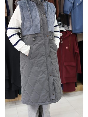 Janset Fermuarlı Çıtçıtlı Nova Kumaş Rahat Ara Boy Yelek