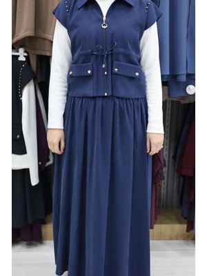 Yeni Sezon Yelekli Etekli Üçlü Takım