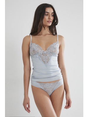 Pierre Cardin Kadın Dantelli Penye Atlet Külot Set- 345 Açık Mavi Yazlık Kullanım İçin Nefes Alabilir