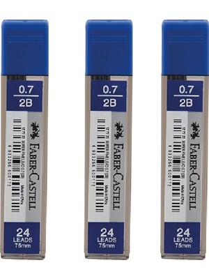 Faber-Castell 0.7 mm 2B Kalem Uçları 3 Adet Mavi Renk 75 mm Uzunlukta Sarf Malzeme