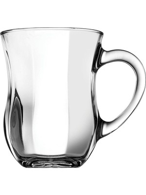 Paşabahçe Gurme 2'li Ayran Bardağı 350 ml Şeffaf Cam Malzeme ile Kulplu Desensiz 3 Parçalı