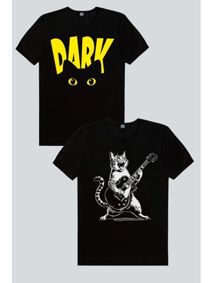 Rock&Roll Sarman Rock, Karanlık Kedi 2'li Kadın Tshirt Eko Paket