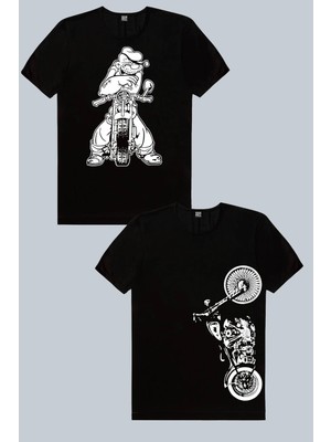ROCKANDROLL Dikey Motosiklet, Temel Motor 2'li Erkek Tshirt Eko Paket