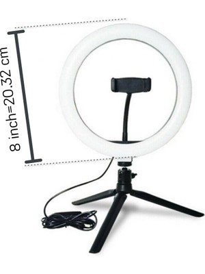 aklow akyoleticaret Aklow® 8inç 20CM Youtube Instagram Tiktok Selfie  Stüdyo Video Fotoğraf Ring Light  Tripod LED Halk