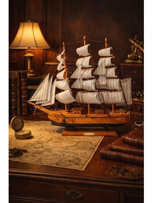 Marsilyan Mega Boy 50 x 50 cm El Yapımı Ahşap Yelkenli Gemi Maketi – Prestijli Premium Hediye 533-B