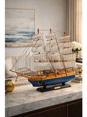 Marsilyan Mega Boy 50 x 50 cm El Yapımı Ahşap Yelkenli Gemi Maketi – Lüks Premium Hediye 533-A