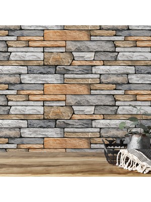 Duvarline Kendinden Yapışkanlı Duvar Kağıdı Taş Desenli ( 65 cm x 3 Mt)